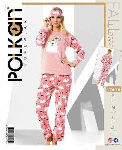 Флісові, теплі піжмки білий ведмедик (17679)